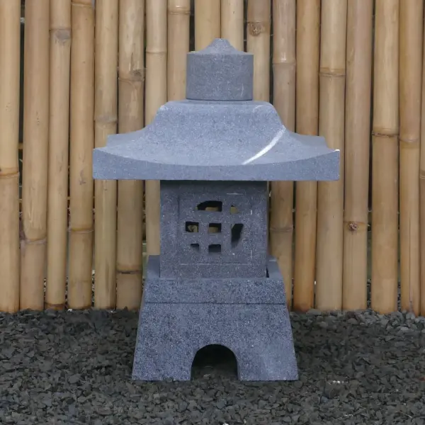 Product image 1 of the product “Japanese style Garden Lantern, made from Andesit Stone. Multipart. 55 cm Height, Roof is 40 cm width. ”